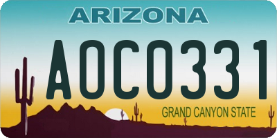 AZ license plate AOC0331