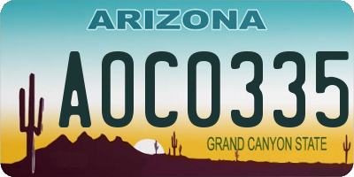 AZ license plate AOC0335