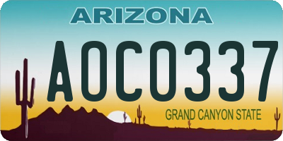 AZ license plate AOC0337