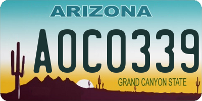 AZ license plate AOC0339