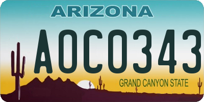 AZ license plate AOC0343