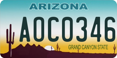 AZ license plate AOC0346