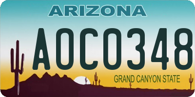 AZ license plate AOC0348