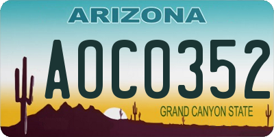 AZ license plate AOC0352
