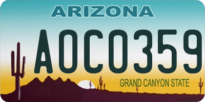 AZ license plate AOC0359