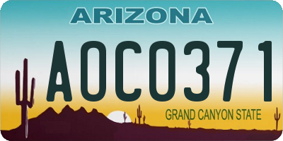 AZ license plate AOC0371
