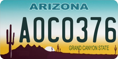 AZ license plate AOC0376