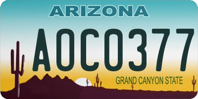 AZ license plate AOC0377