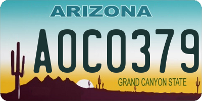 AZ license plate AOC0379