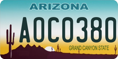 AZ license plate AOC0380