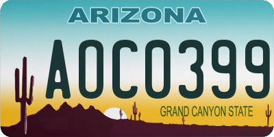 AZ license plate AOC0399