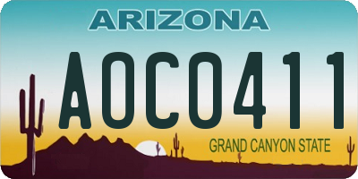 AZ license plate AOC0411