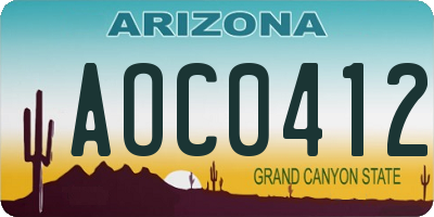 AZ license plate AOC0412