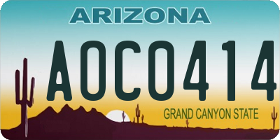 AZ license plate AOC0414