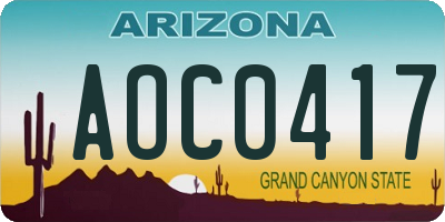 AZ license plate AOC0417