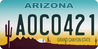 AZ license plate AOC0421