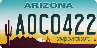 AZ license plate AOC0422