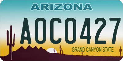 AZ license plate AOC0427
