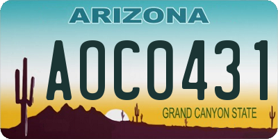 AZ license plate AOC0431