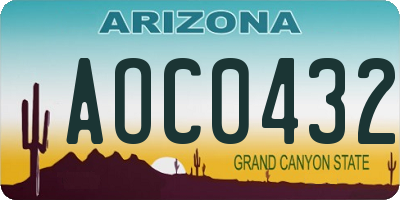AZ license plate AOC0432
