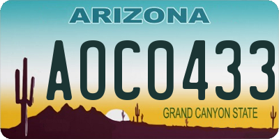 AZ license plate AOC0433