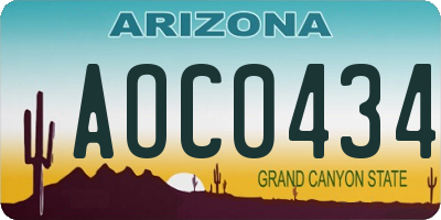 AZ license plate AOC0434