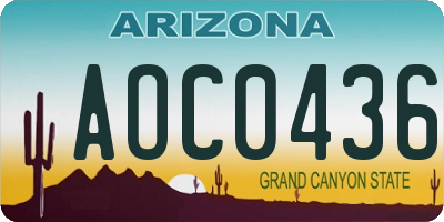 AZ license plate AOC0436