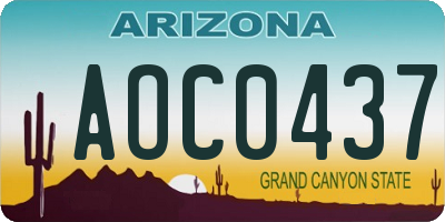 AZ license plate AOC0437