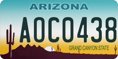 AZ license plate AOC0438