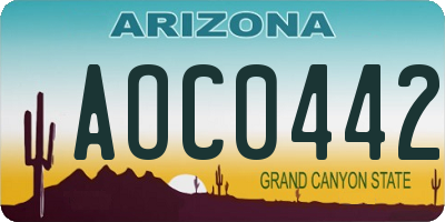 AZ license plate AOC0442