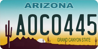 AZ license plate AOC0445
