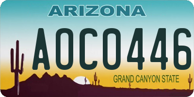 AZ license plate AOC0446