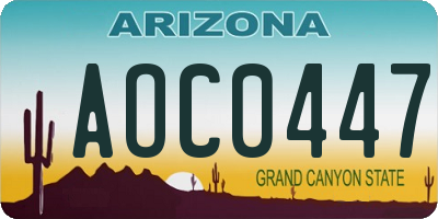 AZ license plate AOC0447