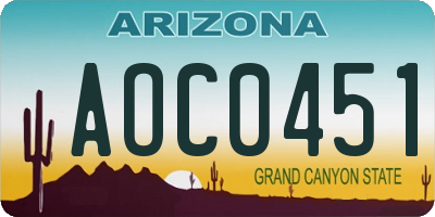 AZ license plate AOC0451