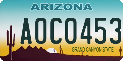 AZ license plate AOC0453
