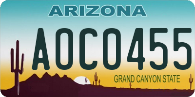 AZ license plate AOC0455