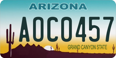 AZ license plate AOC0457