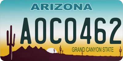 AZ license plate AOC0462