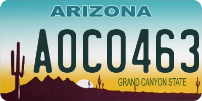 AZ license plate AOC0463