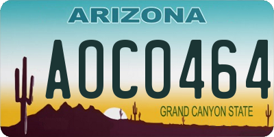 AZ license plate AOC0464