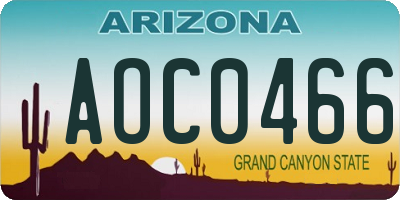 AZ license plate AOC0466