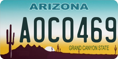 AZ license plate AOC0469