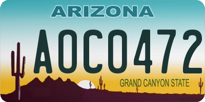 AZ license plate AOC0472