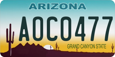 AZ license plate AOC0477