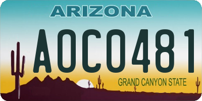 AZ license plate AOC0481