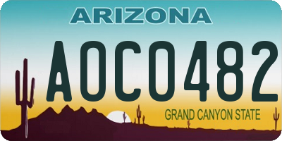 AZ license plate AOC0482