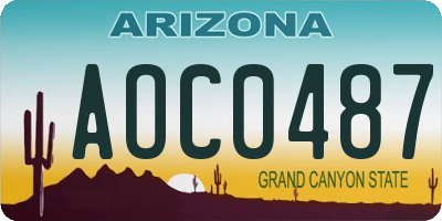 AZ license plate AOC0487