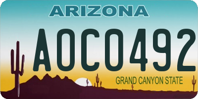AZ license plate AOC0492