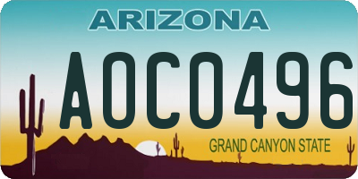 AZ license plate AOC0496
