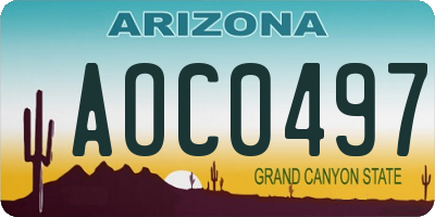 AZ license plate AOC0497